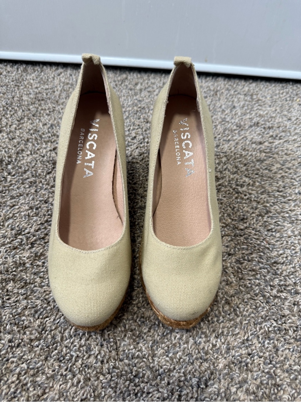 Viscata Barcelona Cream Canvas Wedge Shoes